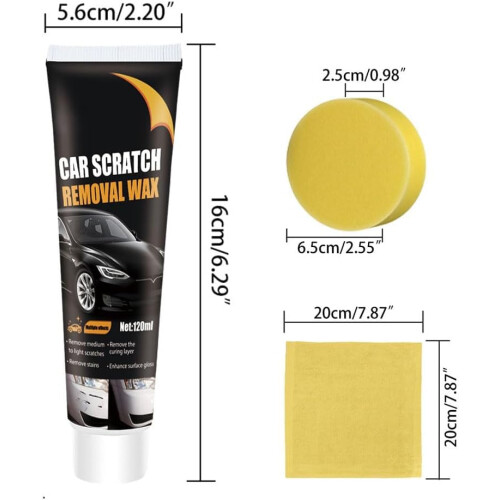 Car Scratch Remover Kit 4Pcs, Fast Deep Scratch  Paste with Polishing Wax and Sponge, PaintSafe Formula 1