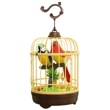 Talking Bird Toy with Sound Motion Activation, Realistic Parrot in Cage, Battery Operated, 3 Designs