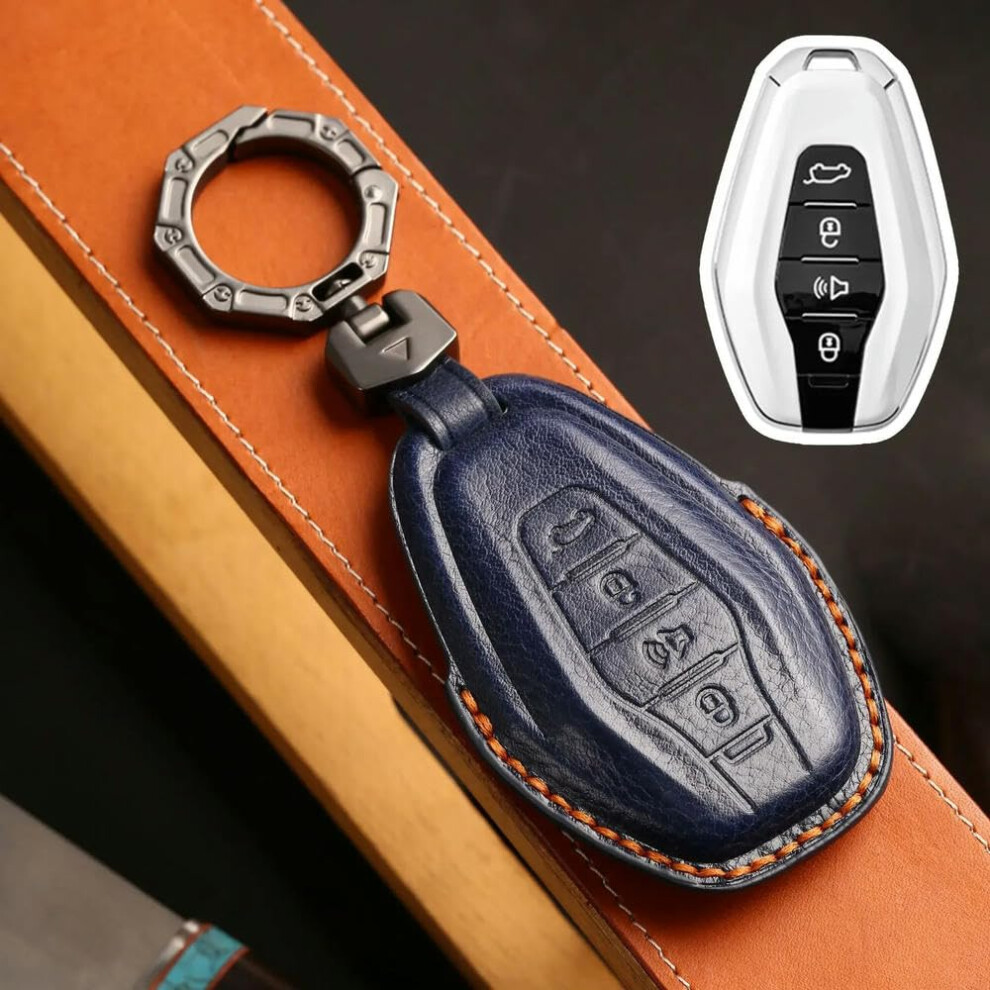 Leather Car Key Fob Cover For Chery Jetour X70 X90 X95 X90s Pro Plus, ScratchâResistant Full Protection Case Blue 9073542691723