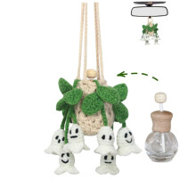 Crochet Car Air Freshener Diffuser, Handmade Lily of the Valley Refillable 12ml Scent Bottle Pendant