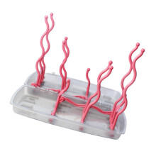 Foldable Bottle Drying Rack with Cover, Durable Baby Bottle Holder and Countertop Organizer, Red