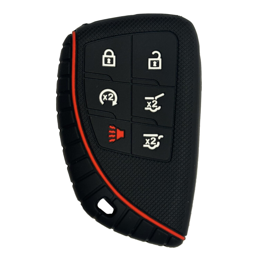 Key Fob Cover Silicone Waterproof Shockproof 6 Button Case For Chevy Gmc Tahoe Suburban Yukon Denali Hummer Ev 20212024 Black 9073542691969
