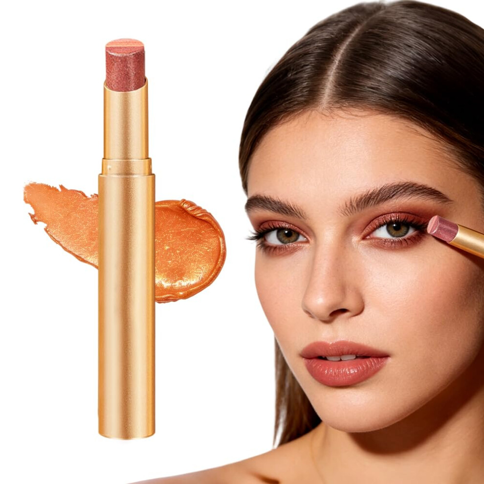 Orange,Cream,Brown Eyeshadow Stick 3 Color Gradient Cream, Waterproof Longlasting Shimmer For Women Coffee Orange