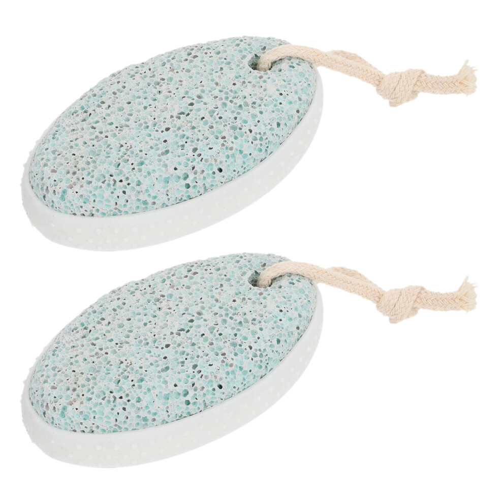 Green 2Pcs Volcanic Lava Rock Foot File And Pumice Stone Dual Grit Callus Remover For Pedicure Nordic