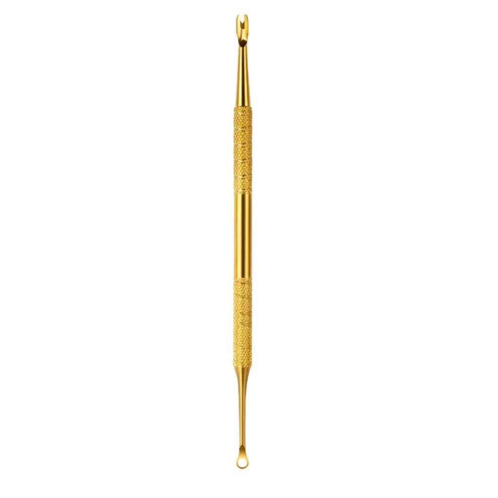 Gold Professional Stainless Steel Cuticle Pusher Remover With Dualend Ergonomic Grip For Nail Care