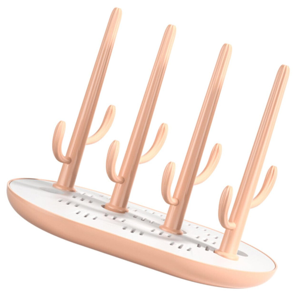 Baby Bottle Drying Rack With Tray, Fast Drying Multibottle Organizer For Countertop Nursery Pink