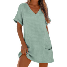 Short Sleeve Beach Coverup Quick Drying Polyester-Green M