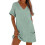 Short Sleeve Beach Coverup Quick Drying Polyester-Green M 1