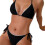 Quick Drying Swimsuit Two Piece Polyester Texture-Black XL 1