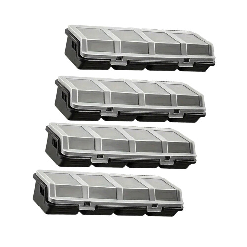 Screw Organizer Box 4Compartment with Lid Plastic Hardware Storage for Screws and Nails Black