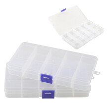 Plastic Organizer Box 15 Grid Clear Storage with Removable Dividers for Crafts Jewelry Small Parts (6)