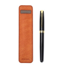 Leather Pen Case Handmade Slim Sleeve for Fountain Pen ScratchResistant Brown