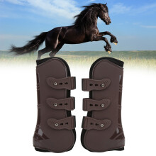 2 Stück Pferdefrontbeinschutz PU Neopren Schutzhalter Braun XL für Reiten Springen