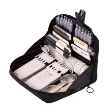 Large Capacity Pencil Case for Kids, Cute Kawaii Waterproof Canvas Pen Organizer Bag Black