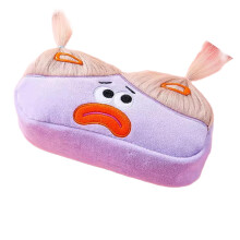 Purple Plush Pencil Case with Zipper, Large Capacity Kawaii Sausage Mouth Design Pencil Pouch