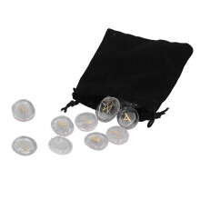 Small White Crystal Rune Stones Set Elegant Craftsmanship for Fortune Telling