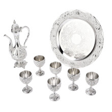 Silver White European Style Wine Glass Jug Set – Elegant Home Decor