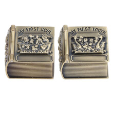 Robuste Metall-Babzähne-Erinnerungsbox 4x4x2cm mit Gravur