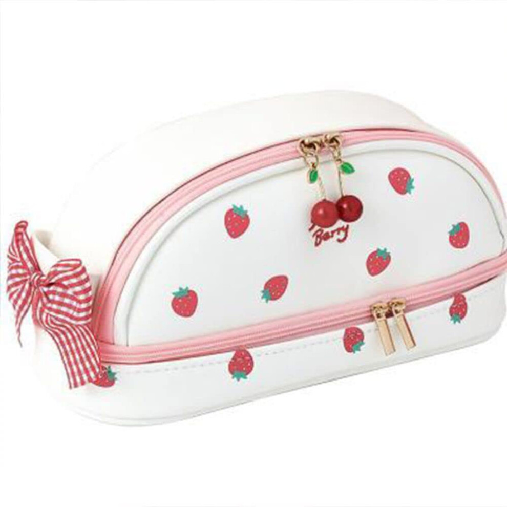 Large Capacity Double Layer Pencil Case with Zipper for Stationery and Cosmetic Storage