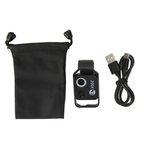 APLM S002 200x HD Magnification Phone Microscope LED Lens, Black 1
