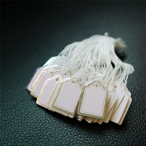 500Pcs Rectangular Jewelry Price Label Tags with Hanging String for Rings Bracelets and Earrings Display Tags 2
