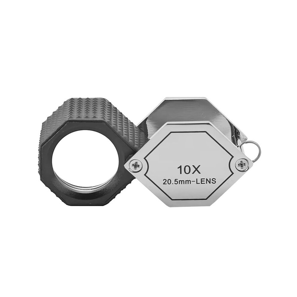 New 10X Jewelery Loupe Hexagonal Portable Foldable Pocket Magnifier 20.5mm Len Optical Magnifying Glass