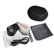 Wiederaufladbare Vierfarb-Lichtquelle 13LED Lupe Diamant Juwelier Lupe Halskette GEM UV Lampe Tasche 10X