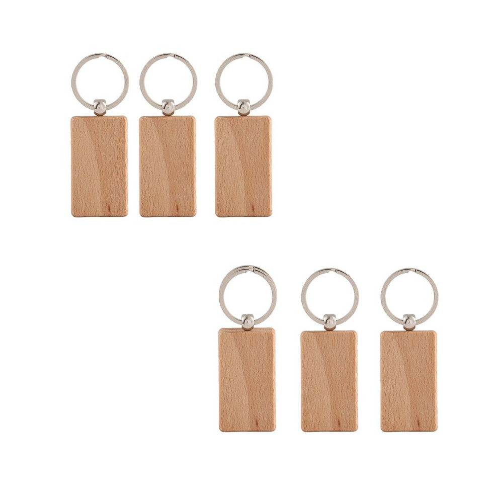 200 Blank Wooden Keychain Rectangular Engraving Key Id Can Be Engraved Diy 4713379826961