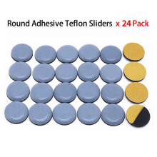 48Pcs 25mm Furniture Glides Self Adhesive Chair Leg PTFE Sliders for Furniture Easy Movers (Round)