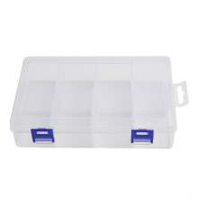 Plastic Storage Box with Adjustable Compartments Clear PP Organizer for Small Parts 8 Grids