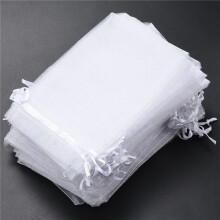 500 Pieces 4 By 6 Inch Organza Gift Bags Drawstring Jewelry Pouches Wedding Party Favor Bags (White)