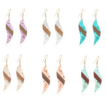 6Pair Wooden Resin Charms DIY Earrings Charms Geometric Wooden Boho Charms Mixed Shapes Wooden Pieces for Jewelry Making