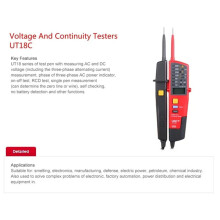 -T Voltage and Continuity Tester RCD AC/ Handheld Digital Display Voltage Tester Continunity Voltmeter UT18C