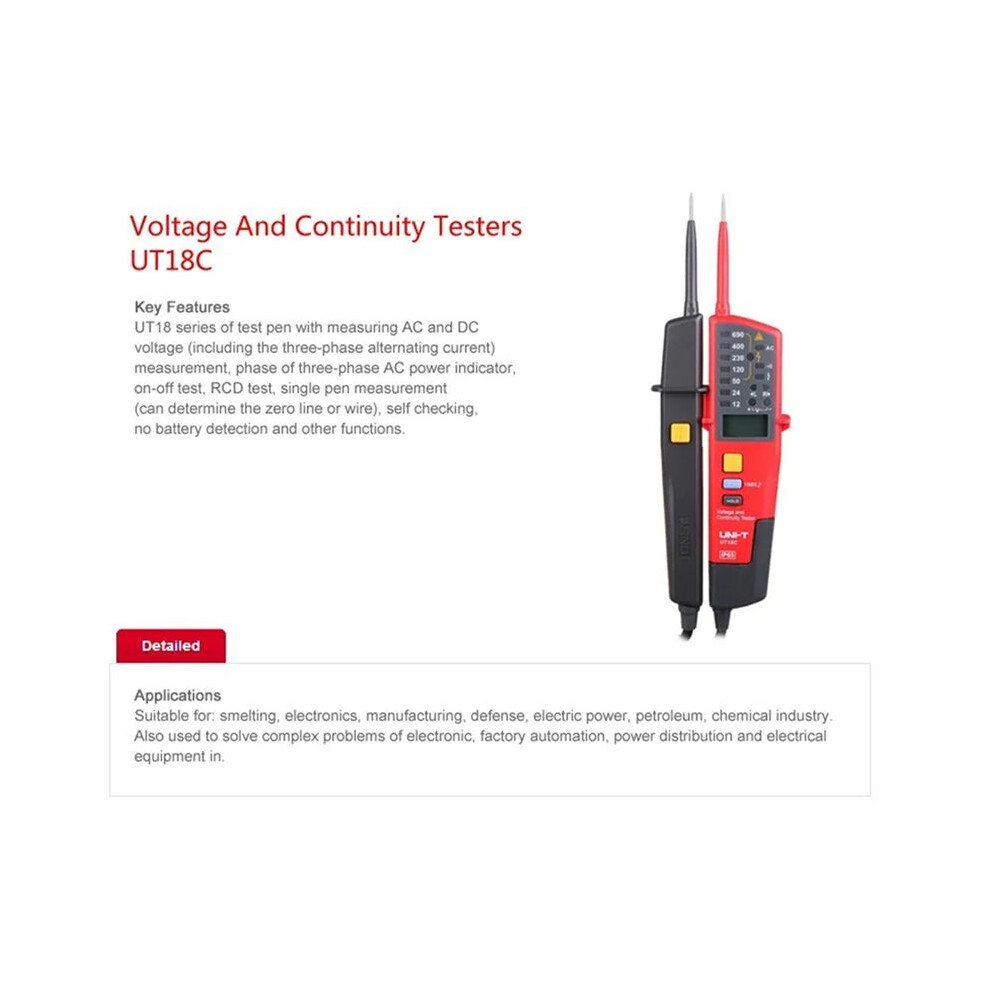 T Voltage And Continuity Tester Rcd Ac/ Handheld Digital Display Voltage Tester Continunity Voltmeter Ut18c 6033158082899