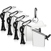 5 Pack Waterproof ID Badge Holder Case Clear Vertical ID Card Holder with Lanyard Carabiner and Keychain Locker Dry Box