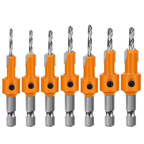 7pcs Hexagonal Shank Woodworking Countersunk Heads Drill, Hidden Screw Hole Double-Edged Drilling Countersunk- Drill