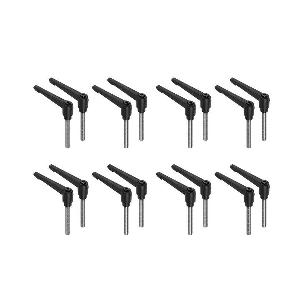 16Pcs Clamping Lever Handles, M10 X 60Mm 304 Stainless Steel Threaded Male Stud, Adjustable Handles, Black 6032117854409