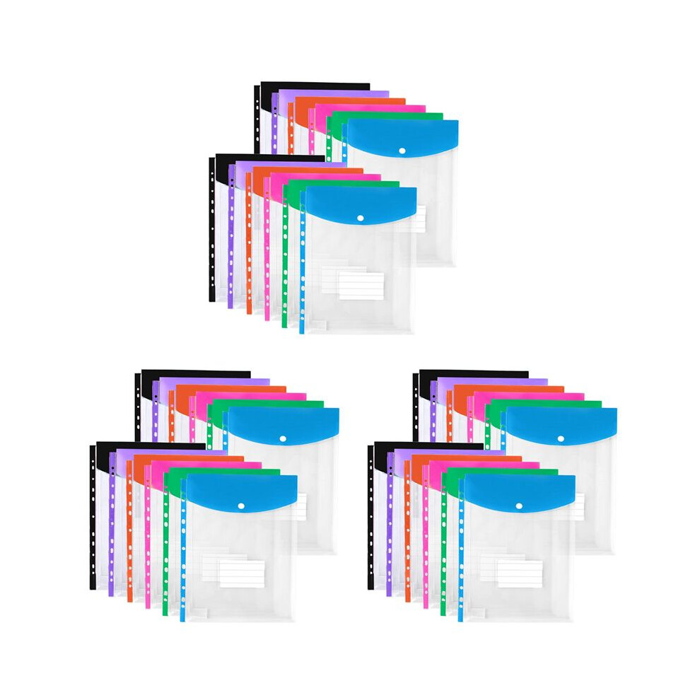 36Pack Plastic Envelopes, Binder Pockets For 3/4/11 Ring Binder,Expandable Document Organizer With Snap Button And Label 6031536187785