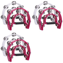 Lot de 6 Tambourins à Double Rangée de 10 Pouces pour Adulte, Tambourin Musical Demi-Lune 20 Jingles en Métal Tambour à Percussion Portatif