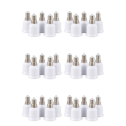 30 Pcs E14, E27 Adapter Base Screw LED Light Bulb Bulb Socket Converter, White