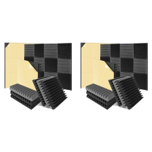 24 Pack 2X12X12Inch Soundproof Wall Panels Self-Adhesive,Wedge Sound Proof Foam Panels for Home Studio Office,Black&Grey