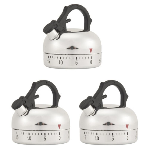 3X 60 Minute Counting Teapot Shaped Kitchen Cooking Alarm Clock Timer Mechanical