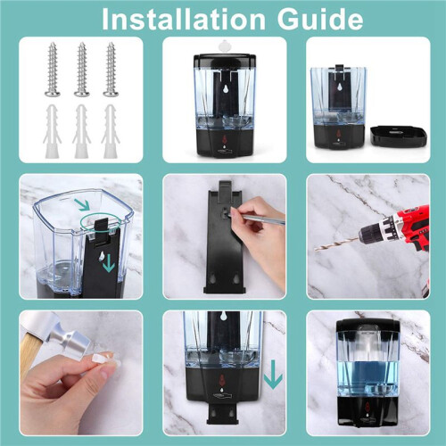 2X Automatic Soap Dispenser, Touchless Infrared Motion Sensor, 700Ml Wall Mount Hand Free for Bathroom Kitchen Hotel 2