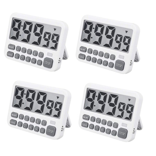 4X Digital Kitchen Timer, Large Display Cooking Timer Cycle Count /Down Timer with Digits Directly Input, Loud Alarm
