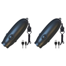 2X Sifflet Électronique Rechargeable par USB, 3 Tons, Volume Réglable, 3 Sons Différents, Noir.