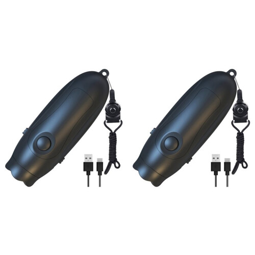 2X Sifflet Électronique Rechargeable par USB, 3 Tons, Volume Réglable, 3 Sons Différents, Noir.