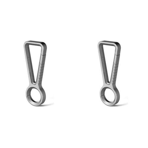 2X Titanium Carabiner Keychain Clip,Double-End Quick Release Hook,Key Holder with Titanium Key Ring