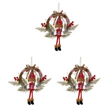 3X Artificial Christmas Wreath for Front Door Wall Window Farmhouse Home Decoration, Snowman(Small)
