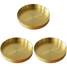 3X Round Gold Tray,Metal Decorative Tray Makeup Tray Organizer for Vanity,Bathroom,Dress,Matte Brass Finish, 11.8 Inch