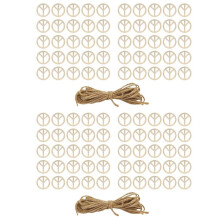 100PCS Wooden Unfinished Peace Sign Hanging Ornaments DIY Blank Home Party Decoration  Pendant Hanging Sign